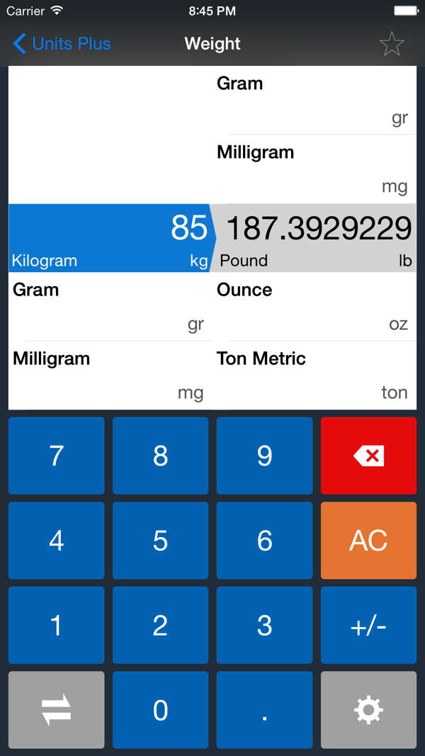 Unit Converter iPhone screenshot 3