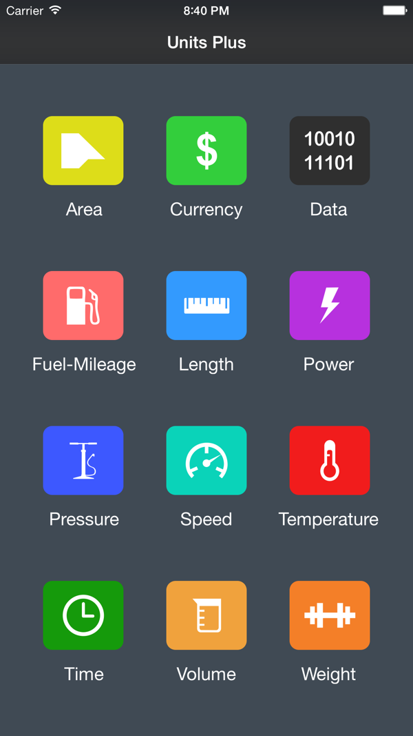 Unit Converter iPhone screenshot 1