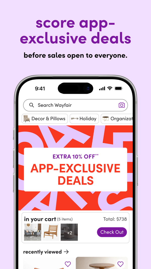 Wayfair iPhone screenshot 1