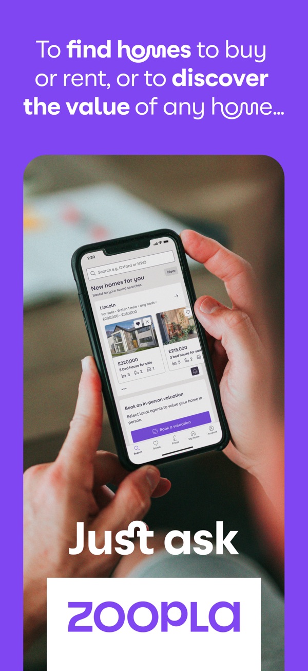 Zoopla home property search UK iPhone screenshot 1